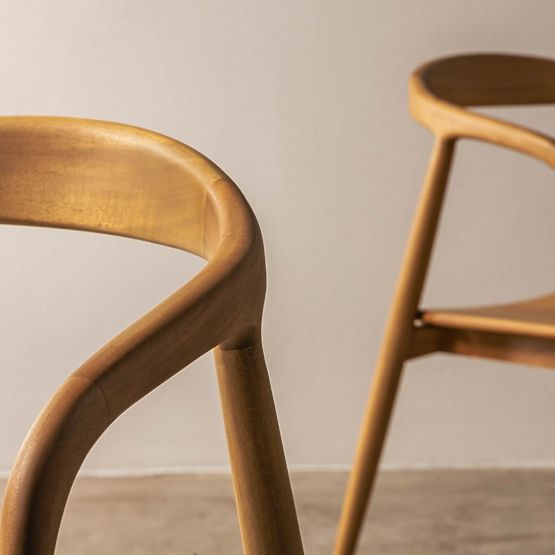 Leseni stol Ludvika, zaobljen, naravni/krem