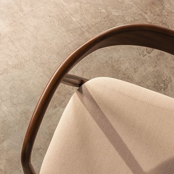 Leseni stol Ludvika, zaobljen, oreh/bež