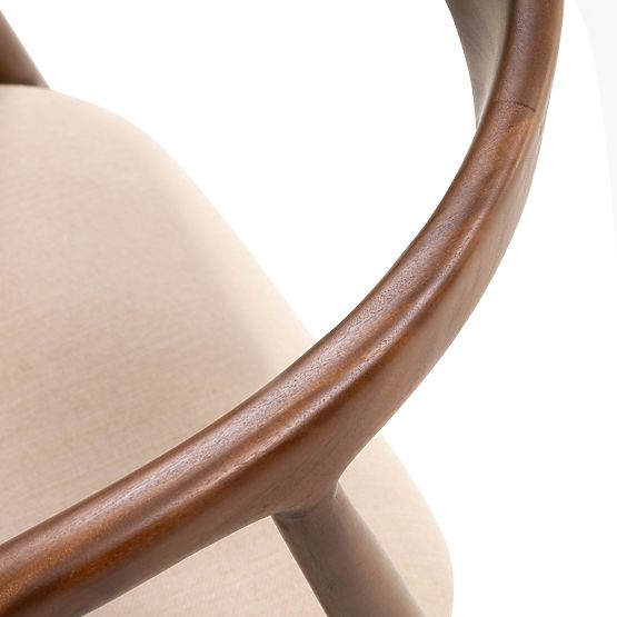 Leseni stol Ludvika, zaobljen, oreh/bež