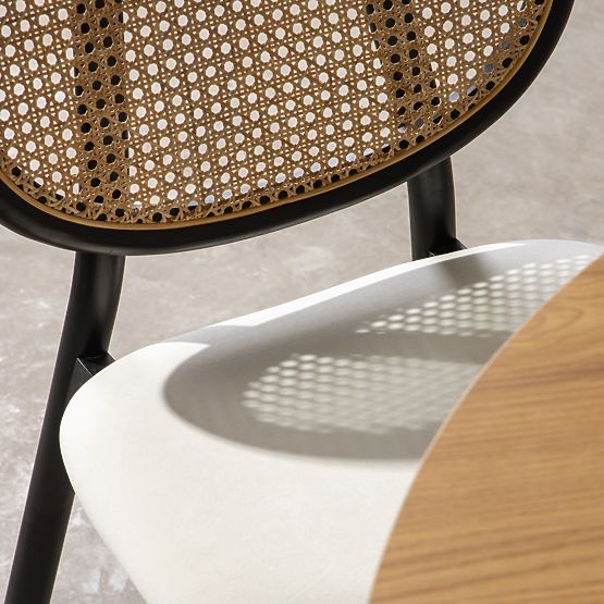 Leseni stol Monet z dunajsko pletenim, ratan, žamet, črna/ecru