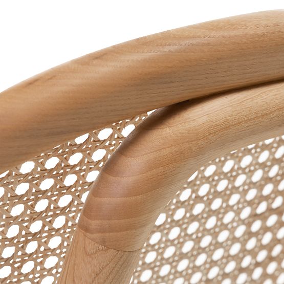 Leseni stol Monet z dunajsko pletenino, ratan, velur, naravna/svetlo rjava