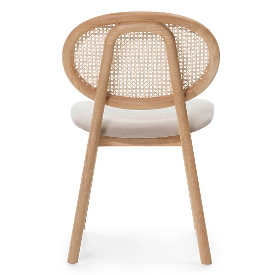 Leseni stol Monet z dunajsko pletenino, ratan, velur, naravna/svetlo rjava