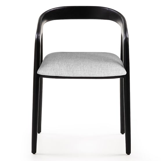 Leseni stol Sande zaobljen, črna/svetlo bež, tikovina