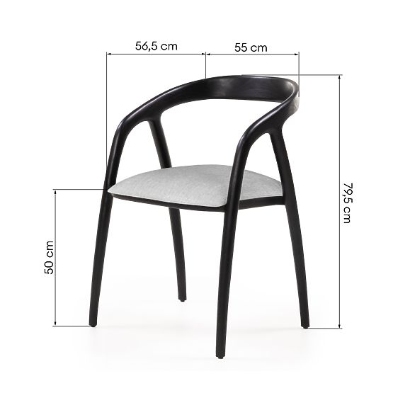 Leseni stol Sande zaobljen, črna/svetlo bež, tikovina