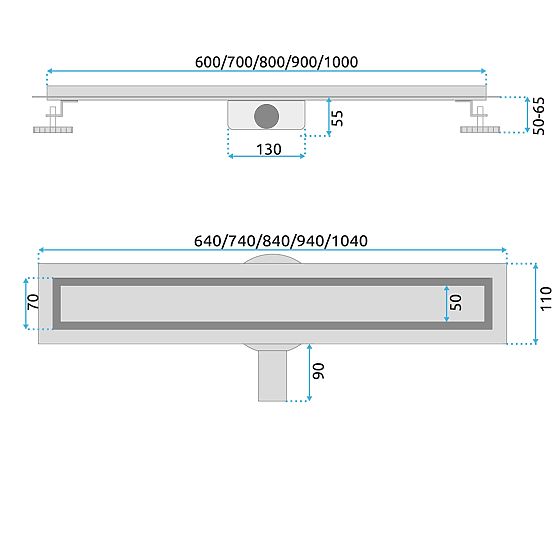 Linearna odtočna kanaleta REA Neox za brušeni baker 90