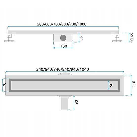 Linearni odtok REA NEOX PRO Krtačeno jeklo 60