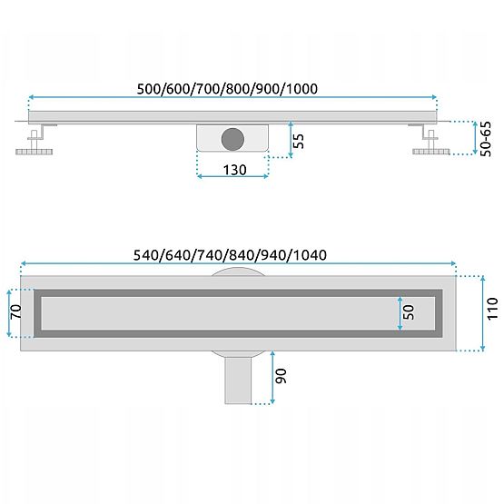 Linični odtok REA NEOX PRO Krtačeno jeklo 50