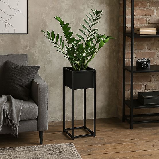 Loftovski cvetlični lonec Concove 60 cm črn