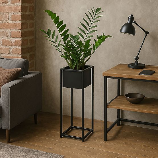 Loftovski cvetlični lonec Concove 60 cm črn