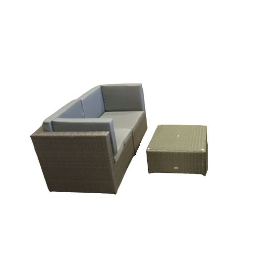 Majhen komplet za teraso iz tehnoratana (sofa + mizica) TINTO siva