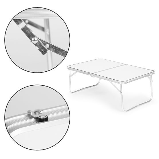 Majhna turistična zložljiva piknik miza 60x40 cm bela MultiGarden