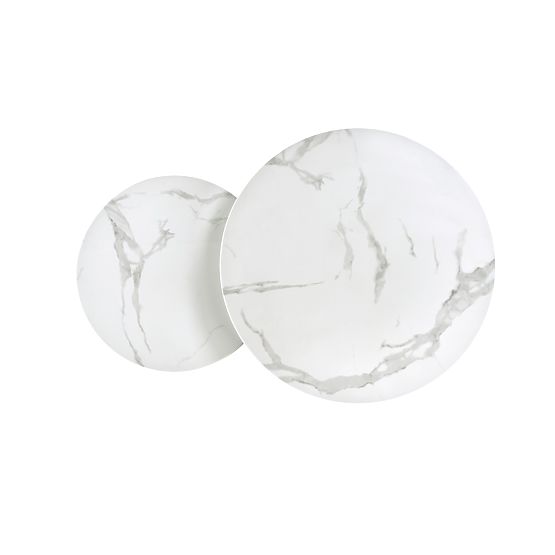 MERCURY 2 komplet 2 klopi, okvir - srebrn, steklo - beli marmor (1p=1kos)