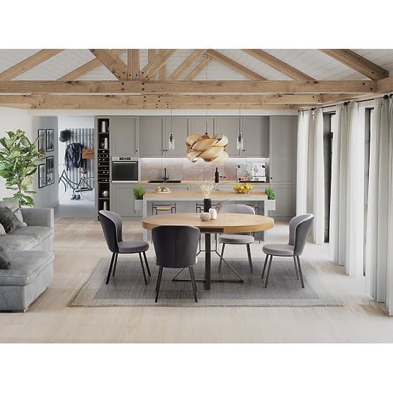 MERCY raztegljiva miza, plošča - zlati hrast, noge - črne (2p=1ks)