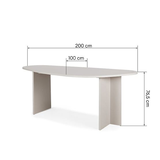 Miza z nepravilno ploščo Zeva 200 cm, kašmir
