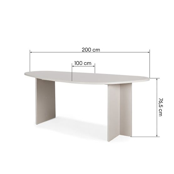 Miza z nepravilno ploščo Zeva 200 cm, kašmir