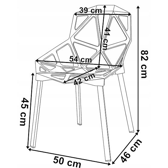 Moderen čipkast stol VECTOR črn