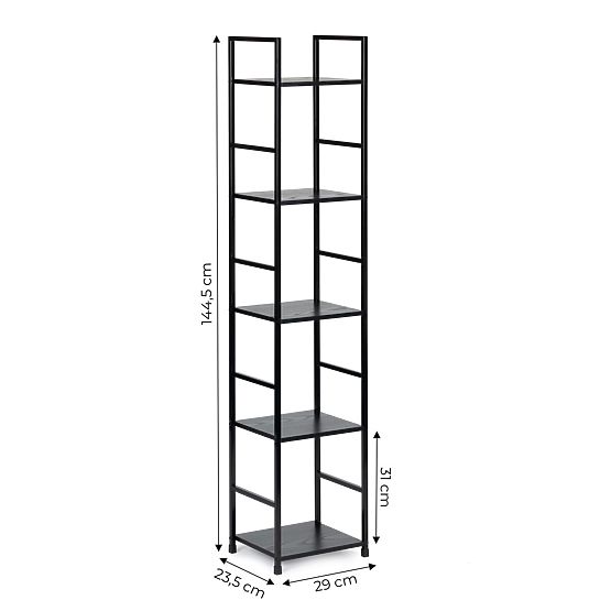 Moderna lesena polica s kovinskim okvirjem LOFT 5 polic