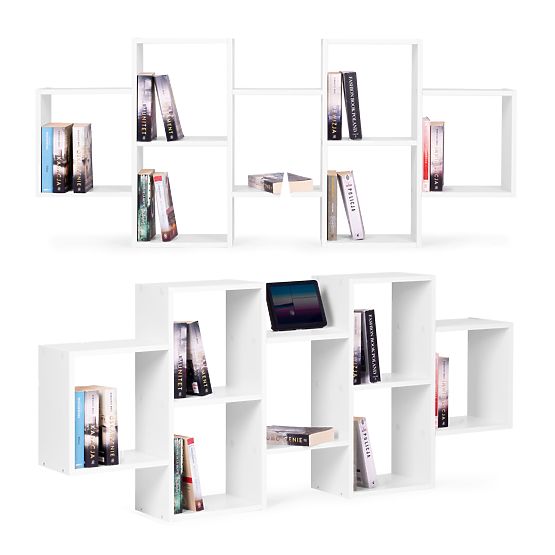 Moderna viseča polica z 8 policami bela