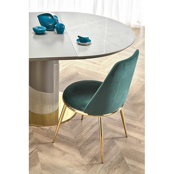 MUSCAT raztegljiva miza plošča - sivi marmor, noga - svetlo siva / zlata