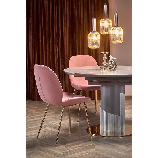 MUSCAT raztegljiva miza plošča - sivi marmor, noga - svetlo siva / zlata