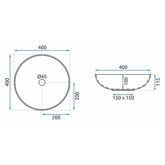Nadpultni umivalnik Rea Arte temno siv