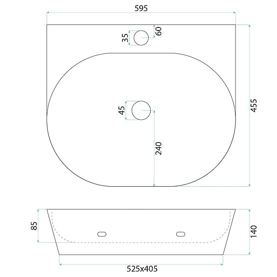 Nadpultno / stensko umivalnik Rea Kim 60