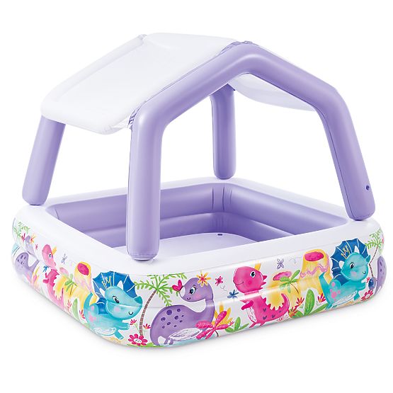 Napihljiv otroški bazen s streho vijoličen INTEX 57470-DINO