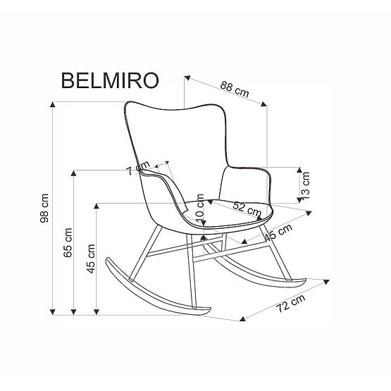 Nihajni stol BELMIRO - velvet siva