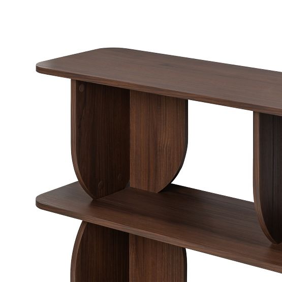 Nizka knjižnica Loocky, zaobljena, Oreh Warmia