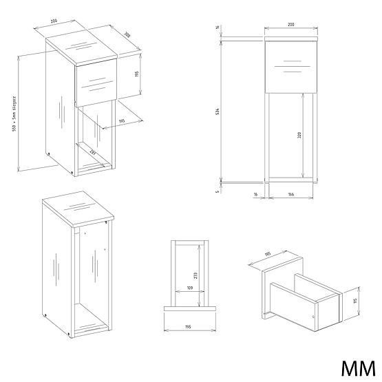 Nočna omarica GALAX 20/1S BELA-ARTISAN