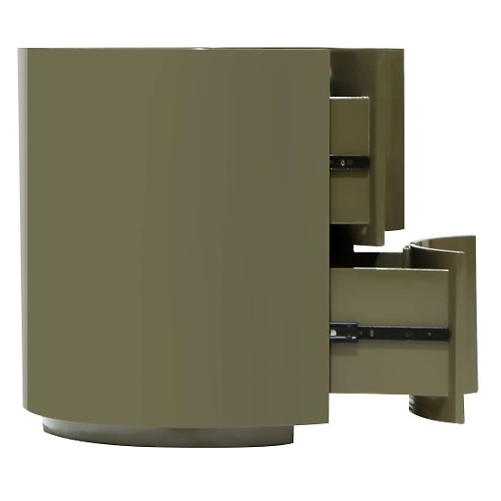 Nočna omarica z predali Vena, zeleno/siva, zaobljena, sijajna