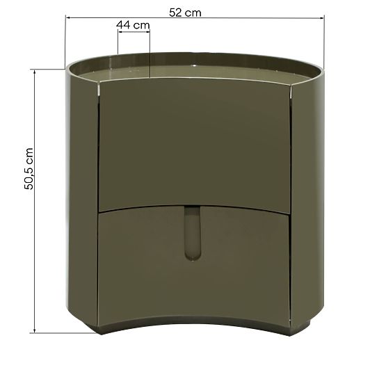 Nočna omarica z predali Vena, zeleno/siva, zaobljena, sijajna