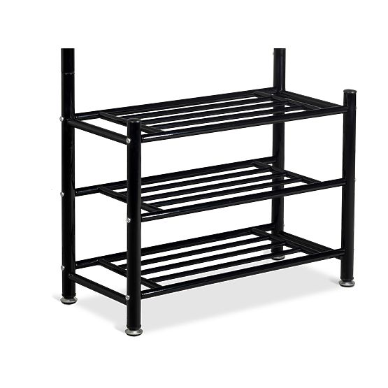 Obešalnik s polico za čevlje - črn