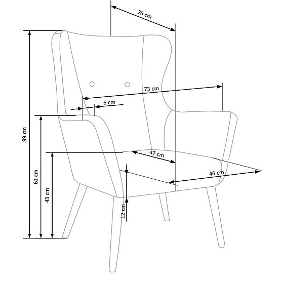 Oblazinjen fotelj COTTO - temno siv
