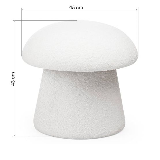 Oblazinjen puf Cap, bel, boucle, zaobljene oblike