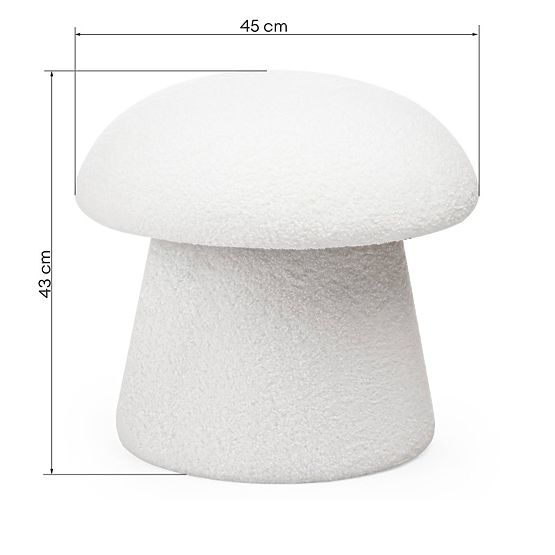 Oblazinjen puf Cap, bel, boucle, zaobljene oblike