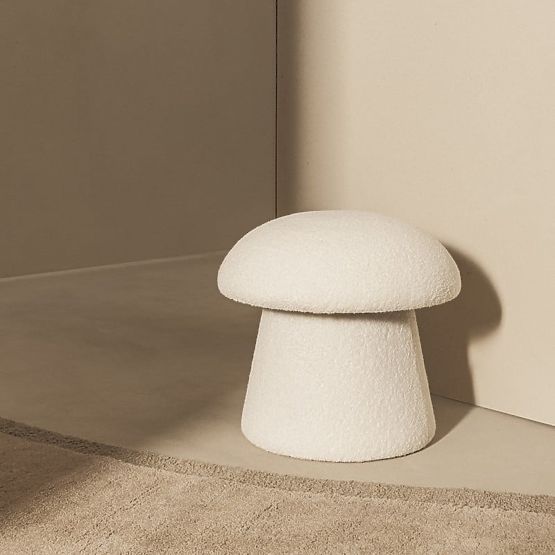 Oblazinjen puf Cap, bel, boucle, zaobljene oblike