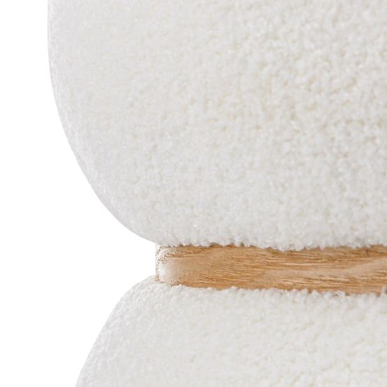 Oblazinjen puf Muss, okrogel, bel, boucle