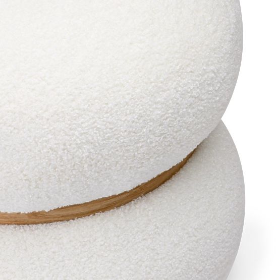 Oblazinjen puf Muss, okrogel, bel, boucle