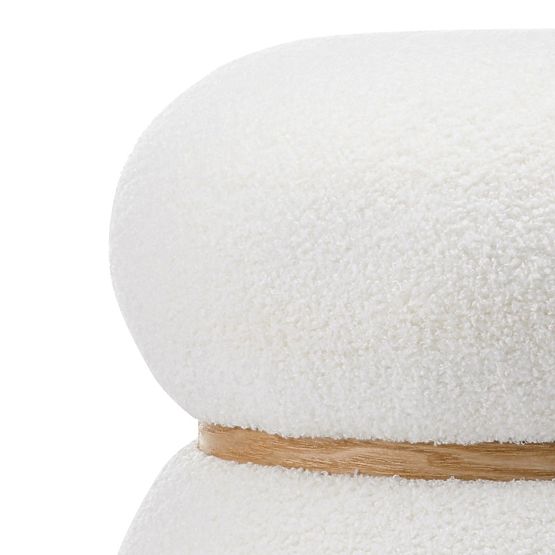 Oblazinjen puf Muss, okrogel, bel, boucle