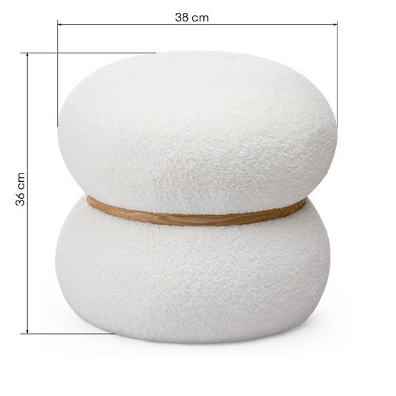 Oblazinjen puf Muss, okrogel, bel, boucle