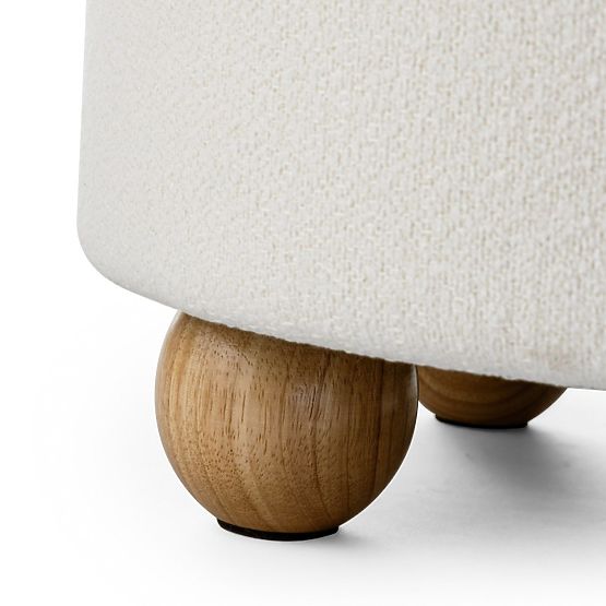 Oblazinjen puf Pebble, z odlagalnim prostorom, okrogel, bel