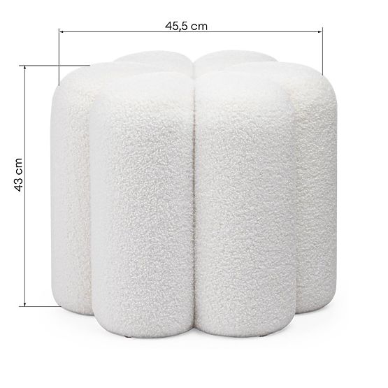 Oblazinjen puf Quad, bel, boucle