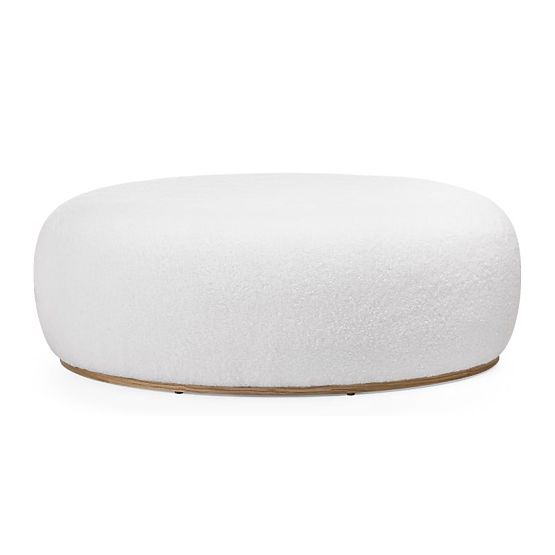 Oblazinjen puf Stone, bel, zaobljena oblika