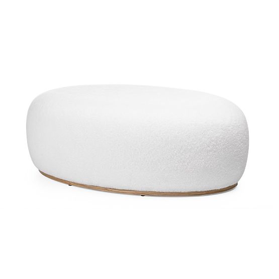 Oblazinjen puf Stone, bel, zaobljena oblika