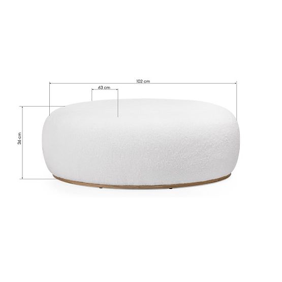 Oblazinjen puf Stone, bel, zaobljena oblika