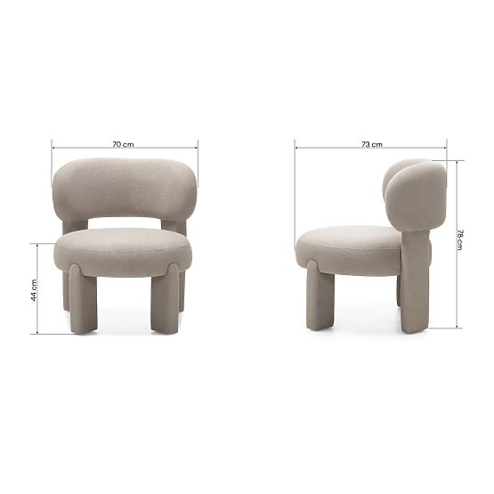 Oblazinjen stol Falone sivo-bež, boucle, zaobljen