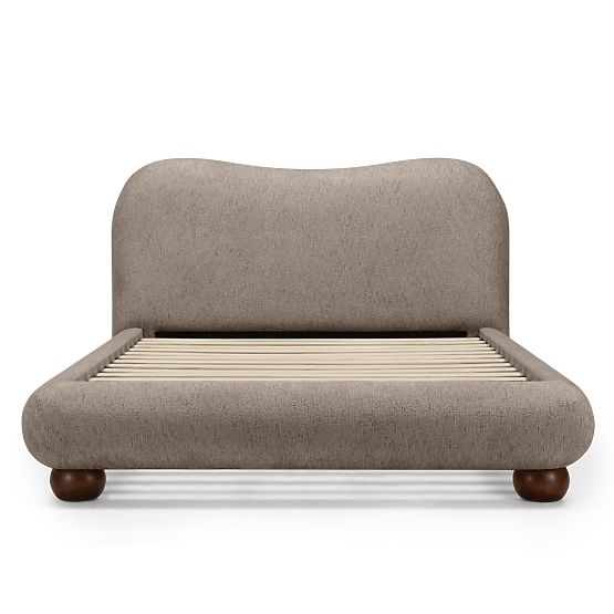 Oblazinjena postelja Bowee 160x200 cm, z letvami, siva, noge kroglice