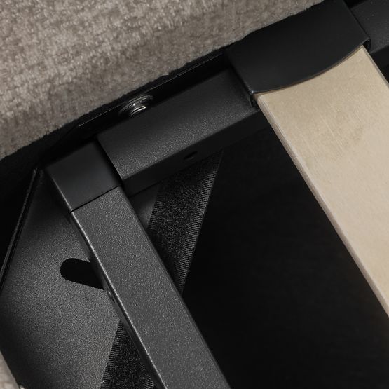 Oblazinjena postelja Luno 160x200 cm, z letvami in shranjevalnim prostorom, svetlo bež, zaobljena