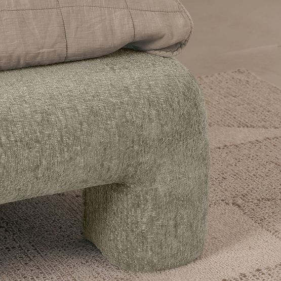 Oblazinjena postelja Rolly 160x200 cm, z letvami, zaobljena, svetlo siva